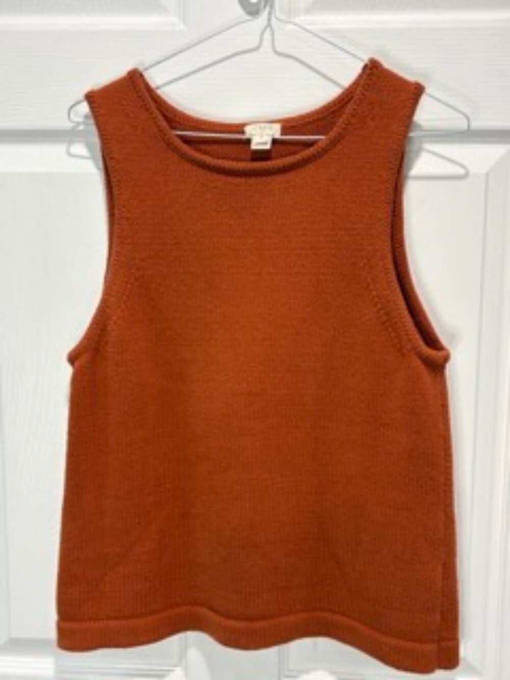 J. Crew Cotton Knit Sweater Tank Top, Warm Sepia/Rust, Size M